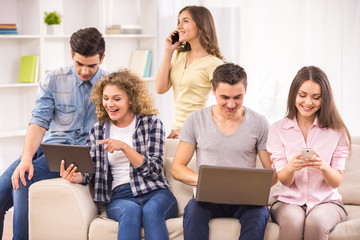 Students with gadgets