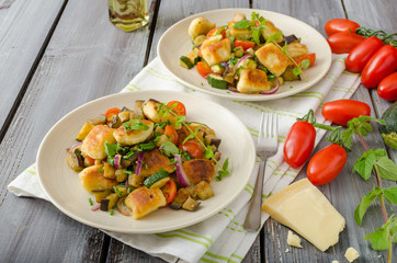 Homemade gnocchi with Mediterranean vegetables