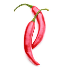 red chili or chilli cayenne pepper isolated on white  background