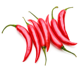red chili or chilli cayenne pepper isolated on white  background
