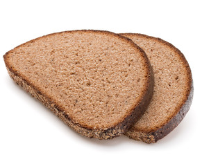 Slice of fresh rye bread isolated on white background cutout