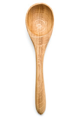 Carving wooden spoon isolated on white background cutout