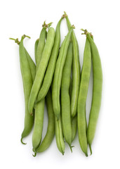 Green beans handful isolated on white background cutout