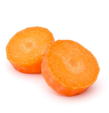 Chopped carrot slices isolated on white background cutout