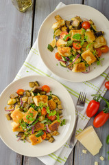 Homemade gnocchi with Mediterranean vegetables