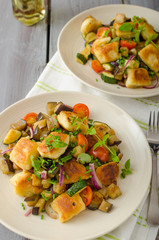 Homemade gnocchi with Mediterranean vegetables