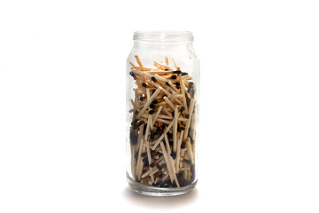 Glass cup with matches