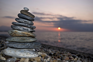 Stack of pebbles on beach