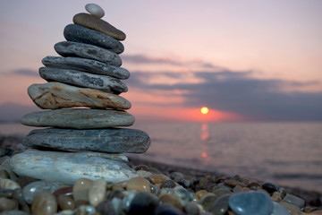 Stack of pebbles on beach