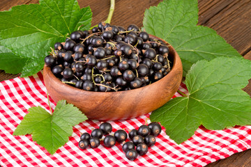 blackcurrant on red checkered tablecloth