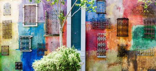 Window Grills on Colorful Wall