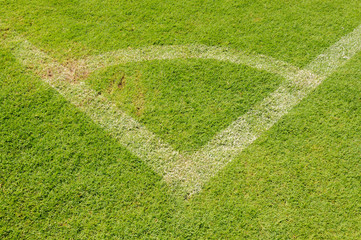 corner on green lawn of soccer field