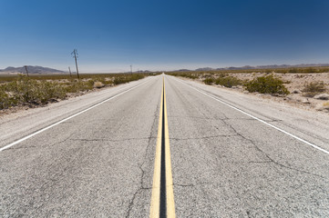 Endless roads in Arizona desert, USA - Route 66