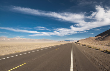 Fototapeta na wymiar Endless roads in Arizona desert, USA - Route 66