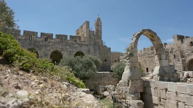 Tower of David and archeological garden in Jerusalem, Israel