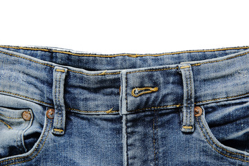 Blue denim jeans on the isolated background