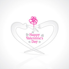 creative heart with rose flower vector 