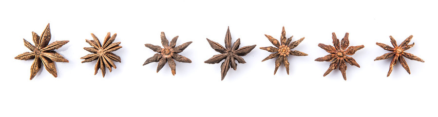 Star anise spice over white background