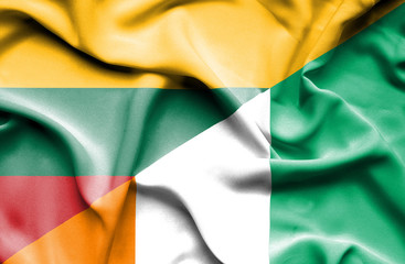 Waving flag of Ivory Coast and Lithuania