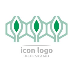 Logo Icon Leaves Hexagon Green Design Symbol Abstract