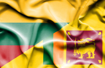 Waving flag of Sri Lanka and Lithuania