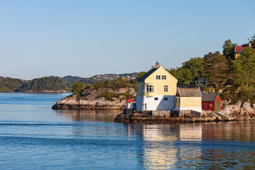 Naklejka premium House and fjord in norway