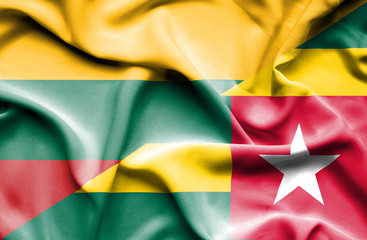 Waving flag of Togo and Lithuania