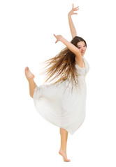 Fototapeta premium Young girl dancer isolated