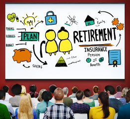 Retirement Insurance Pension Saving Plan Benefits Travel Concept