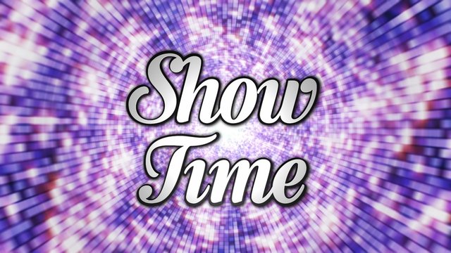 Show Time Text and Disco Dance Background, Loop, with Alpha Channel, 4k