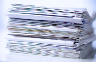 Big stack of papers ,documents on the desk