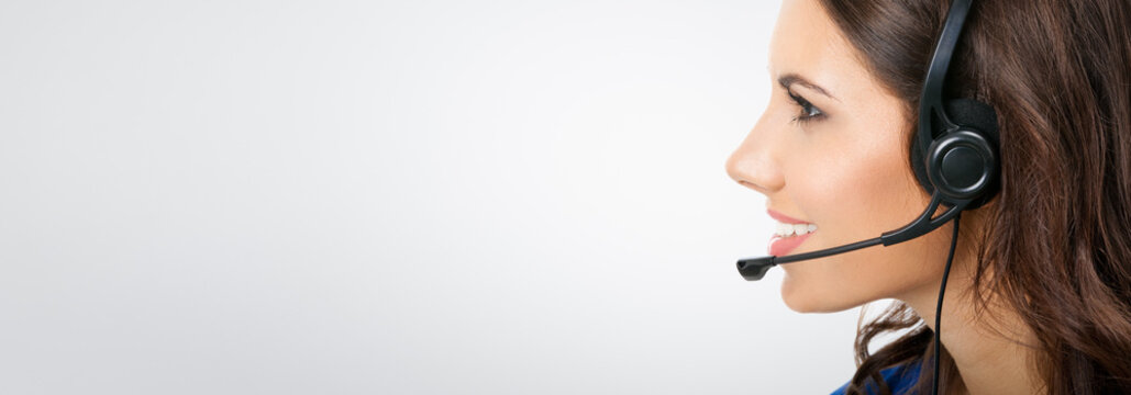 Female Support Phone Worker In Headset