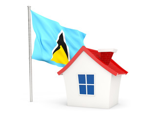 House with flag of saint lucia