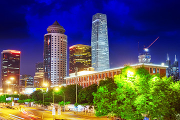 BEIJING, CHINA - MAY 20, 2015:Evening, night modern Beijing busi