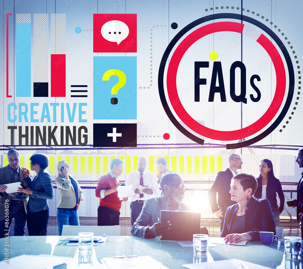 Poster frequently asked questions faq problems concept
