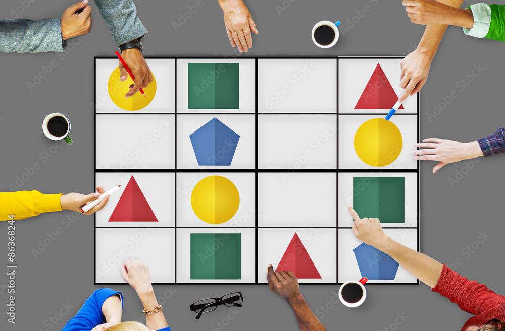 Poster sudoku puzzle problem solving leisure games concept