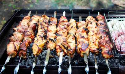 Meat on skewers