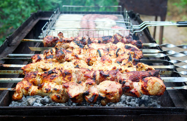 Meat on skewers