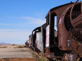 This is Train Cemetery (Cemitério dos Trens) in Uyuni, Bolivia