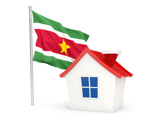 House with flag of suriname