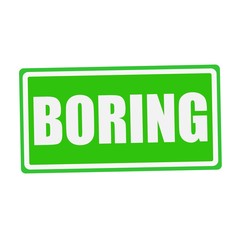 BORING white stamp text on green