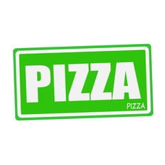 PIZZA white stamp text on green