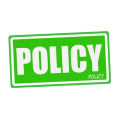 POLICY white stamp text on green