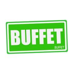 BUFFET white stamp text on green