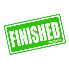 FINISHED white stamp text on green