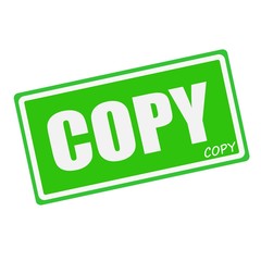 COPY white stamp text on green