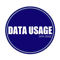 DATA USAGE white stamp text on blue