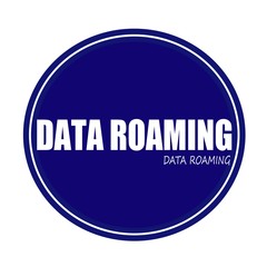 DATA ROAMING white stamp text on blue