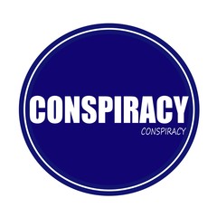 CONSPIRACY white stamp text on blue