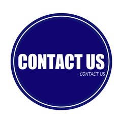 CONTACT US white stamp text on blue